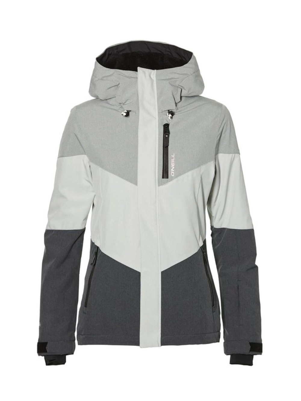 O'Neill Women's Two-Tone Hooded Ski Jacket — Light Gray & Dark Gray